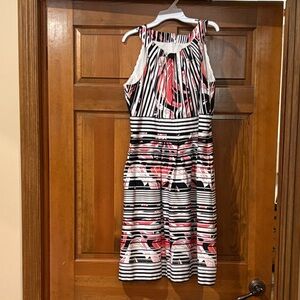 Nine West Pink and Black Striped Dress
